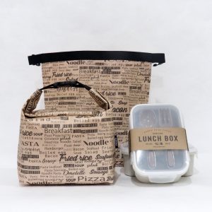 Super Set Lunchbag 1 + Lunch Box 2 / “Food Texts Design” Thermal Handle Paper Bag กระเป๋ากระดาษ กันน้ำ รักษาอุณหภูมิ เซ็ตกระเป๋าเก็บอุณหภูมิ 1+กล่อง 2