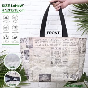 "Tote เก็บอุณหภูมิอาหาร Newspaper" Thermal Insulated Tote Bag กระเป๋ากระดาษ กันน้ำ