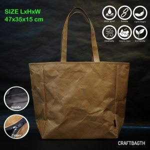 กระเป๋าสะพาย Tote Bag Model : "Classic Brown Color" Tote Bag ภายในผ้าซับสีดำ มีซิป