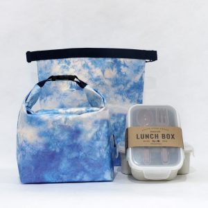 Super Set Lunchbag 1 + Lunch Box 2/ “Blue Dyed Design” Thermal Handle Paper Bag กระเป๋ากระดาษ กันน้ำ รักษาอุณหภูมิ เซ็ตกระเป๋าเก็บอุณหภูมิ 1+กล่อง 2